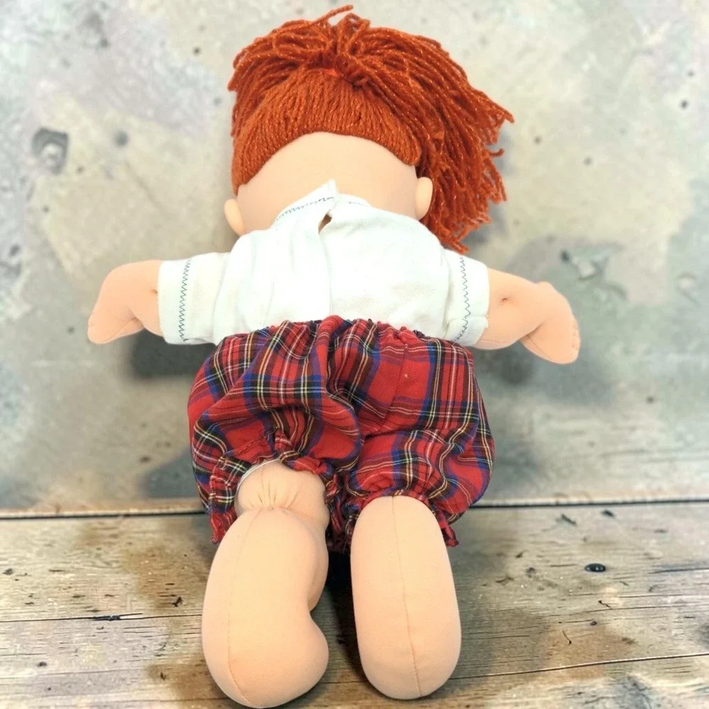 VTG 90's Mattel Cabbage Patch Kids Doll Red Yarn Hair Brown Eyes Plaid CPK 1995